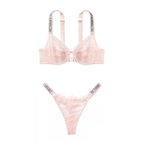 КОМПЛЕКТ БІЛИЗНИ VICTORIA'S SECRET UNLINED LACE SHINE STRAP 3-PIECE FULL CUP DEMI BRA