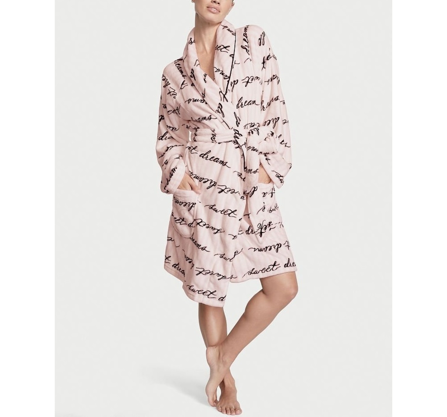 Халат Victoria's Secret Logo Short Cozy Robe Sweet Dreams Stripe
