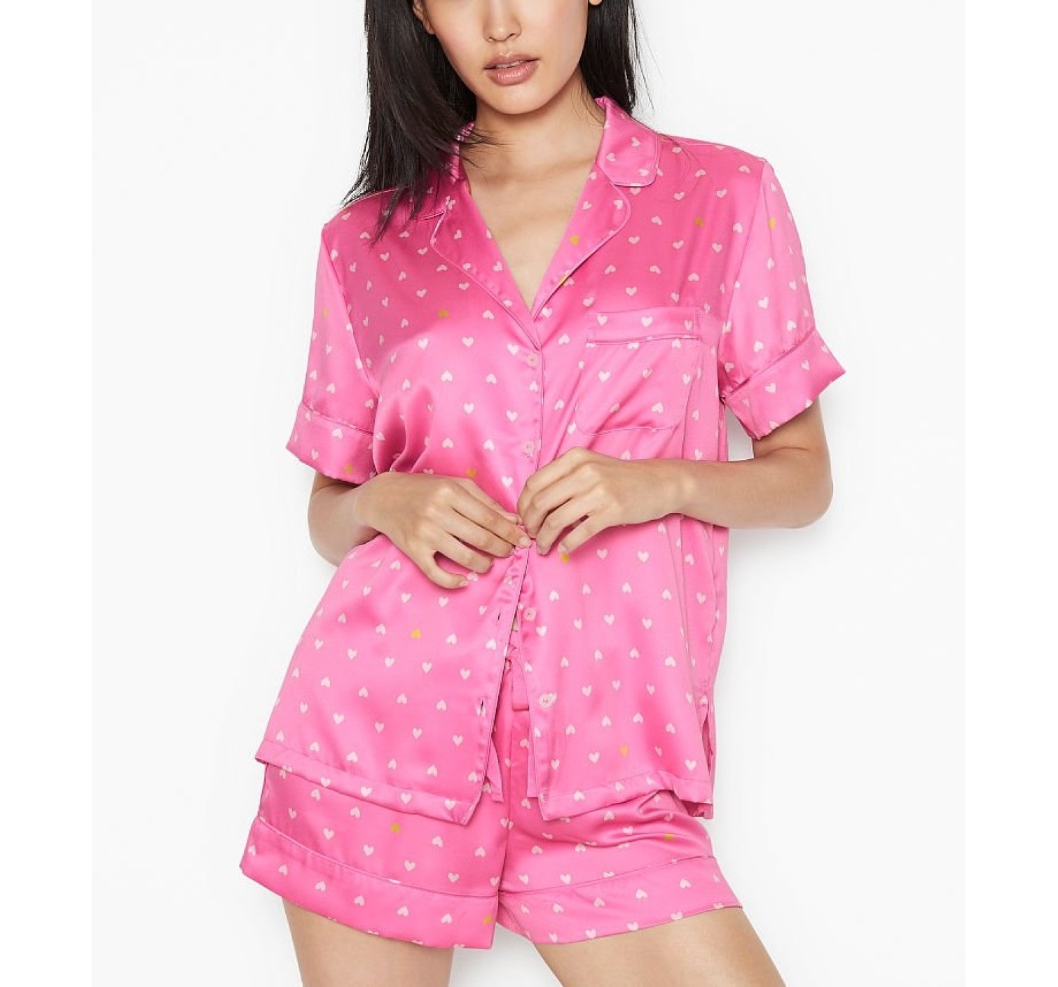 Піжама Вікторія Сікрет Satin Short PJ Set Pink Pop Heart