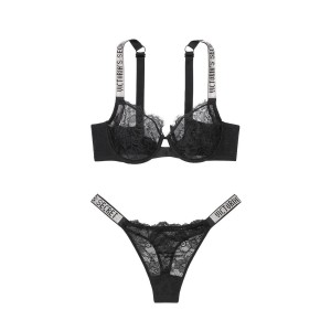Комплект білизни Victoria's Secret Unlined Lace Shine Strap 3-Piece Full Cup Demi Bra
