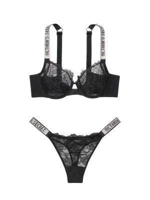 Комплект білизни Victoria's Secret Unlined Lace Shine Strap 3-Piece Full Cup Demi Bra