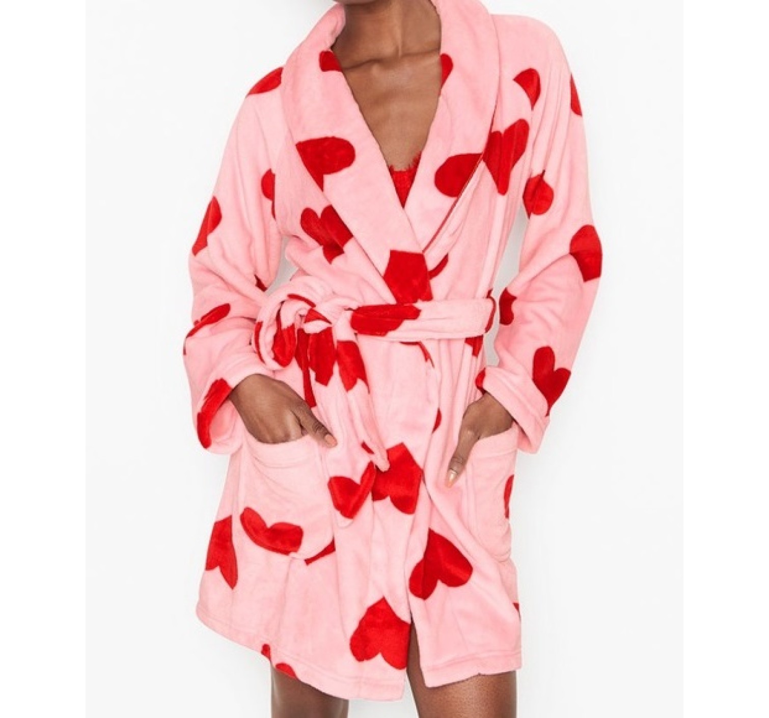 Халат Victoria’s Secret Short Cozy Robe Red Hearts❤️