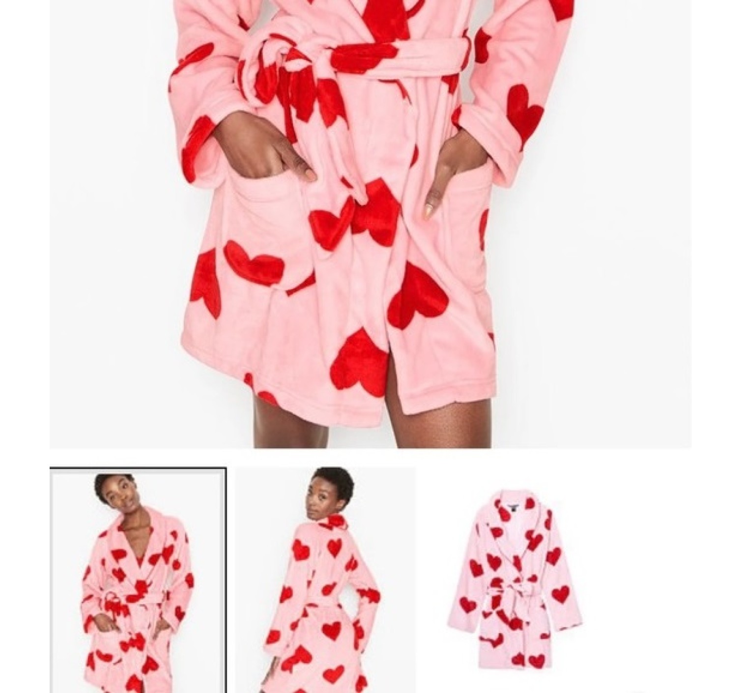 Халат Victoria’s Secret Short Cozy Robe Red Hearts❤️