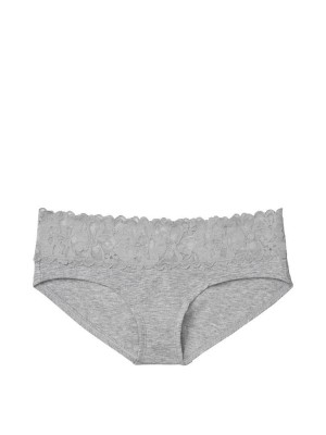 Трусики Victoria's Secret Hiphugger Cotton з мереживом Grey