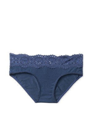 Трусики Victoria's Secret Hiphugger Cotton з мереживом Night Blue