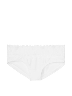 Трусики Victoria's Secret Hiphugger Cotton з мереживом White