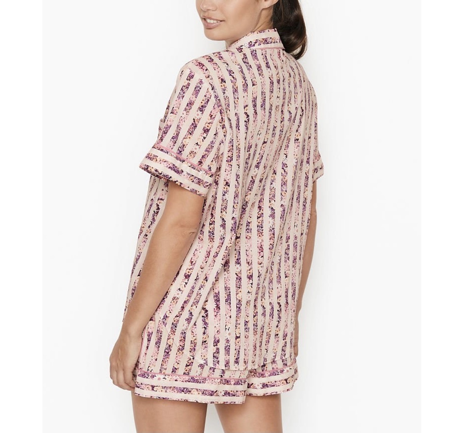 Піжама Victoria's Secret Cotton Short PJ Set Pink Floral Stripe