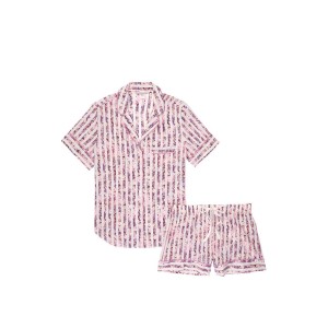 Піжама Victoria's Secret Cotton Short PJ Set Pink Floral Stripe