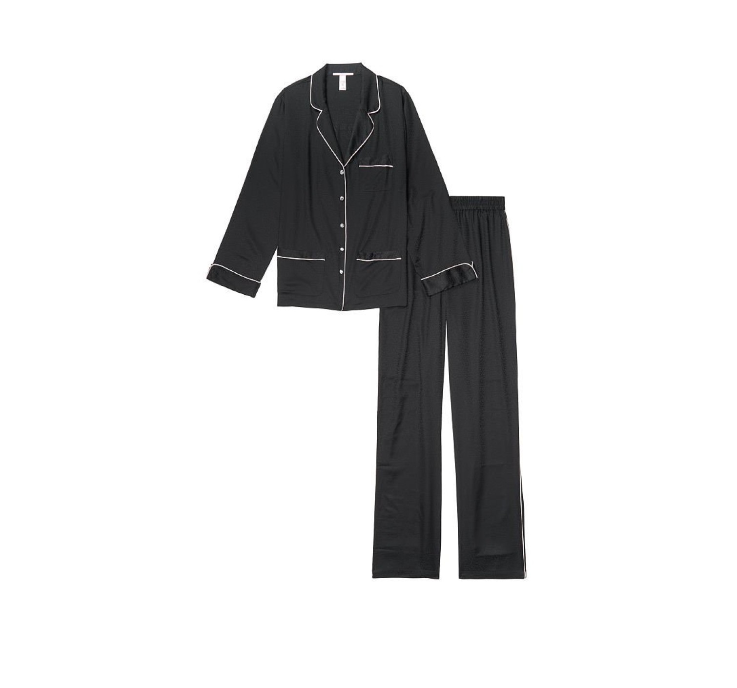 Сатинова піжама Victoria's Secret The Satin Long PJ Set Rhinestone Black