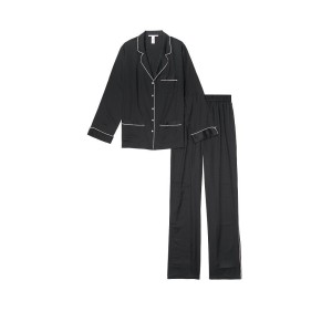 Сатинова піжама Victoria's Secret The Satin Long PJ Set Rhinestone Black
