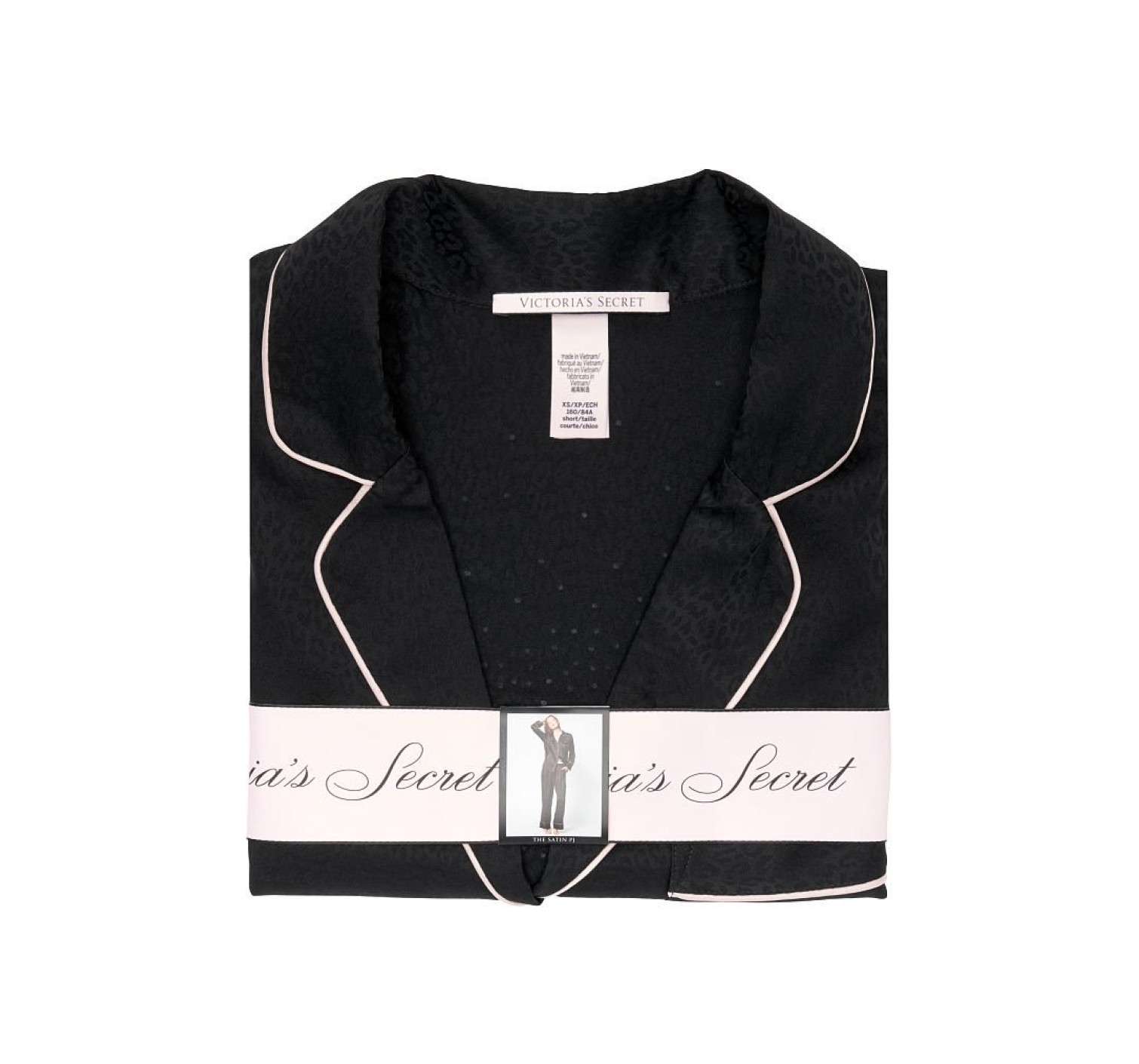 Сатинова піжама Victoria's Secret The Satin Long PJ Set Rhinestone Black