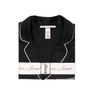 Сатинова піжама Victoria's Secret The Satin Long PJ Set Rhinestone Black