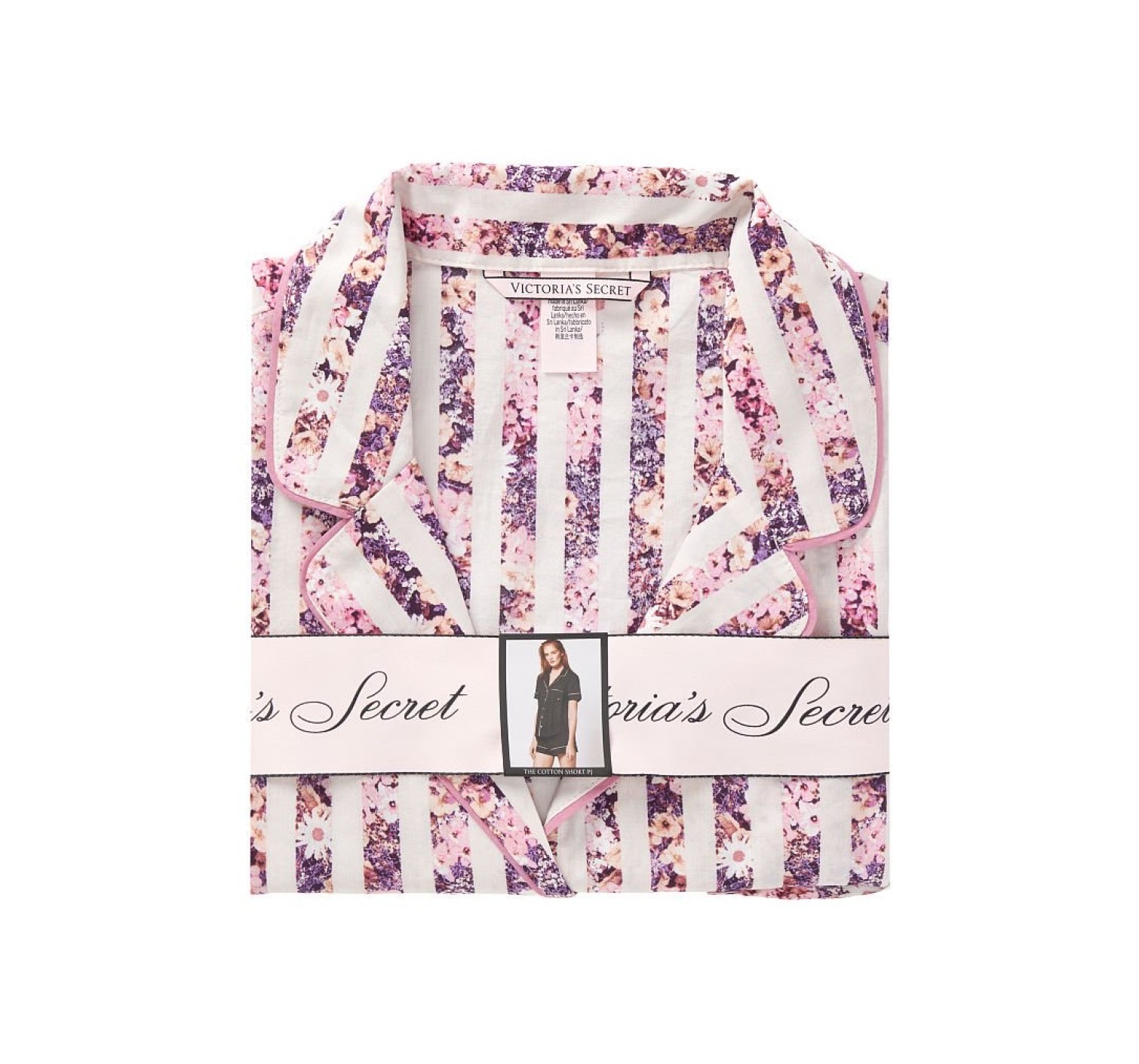 Піжама Victoria's Secret Cotton Short PJ Set Pink Floral Stripe