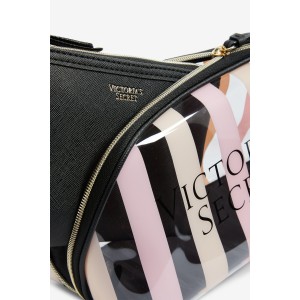 Victoria's Secret signature stripe beauty bag 2в1