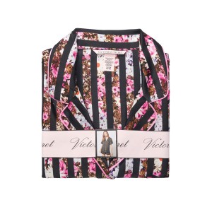 Сатинова піжама Victoria's Secret Satin Short PJ Set Floral Stripes