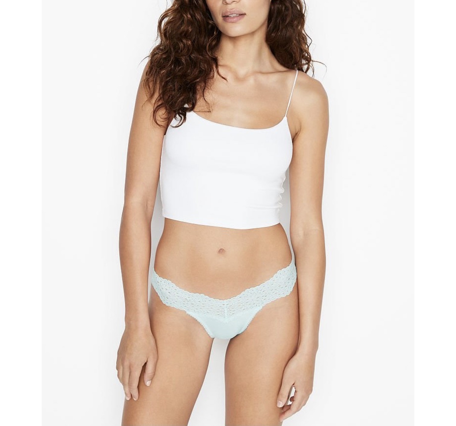 Бавовняні Трусики Стрінги VS PINK Cotton Thong Panty Mint