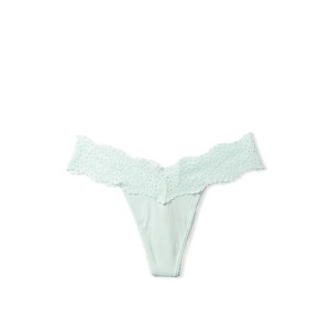 Бавовняні Трусики Стрінги VS PINK Cotton Thong Panty Mint