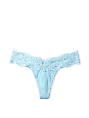 Бавовняні Трусики Стрінги VS PINK Cotton Thong Panty Blue