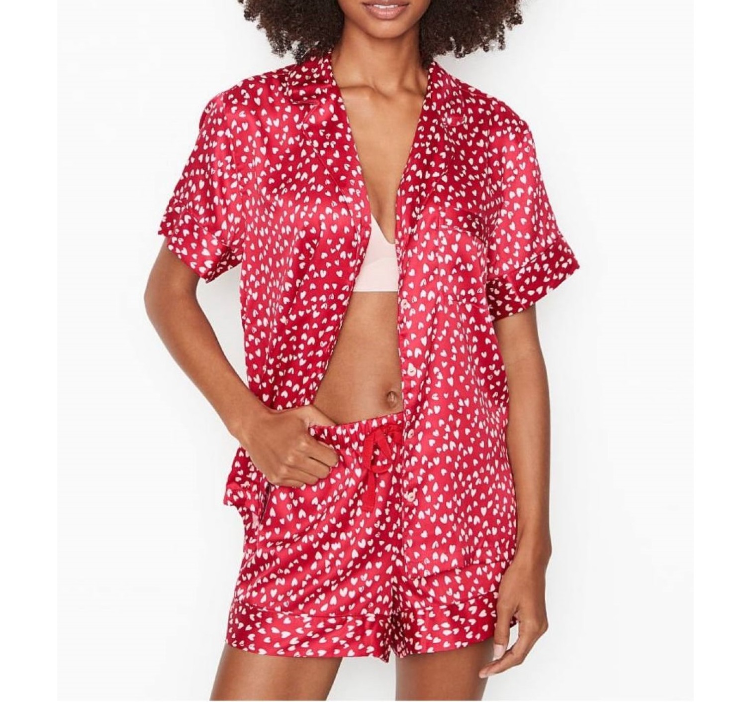 Сатинова піжама VS Satin Short Pj set Red Hearts