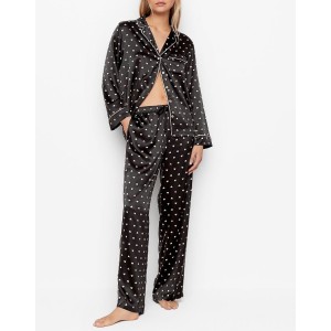 Сатинова піжама VS Black Satin Long Pj set Hearts