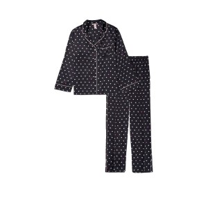Сатинова піжама VS Black Satin Long Pj set Hearts