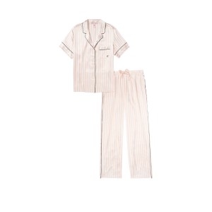 Сатинова піжама VS Satin Short-sleeve Pink Stripes