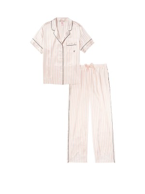 Сатинова піжама VS Satin Short-sleeve Pink Stripes