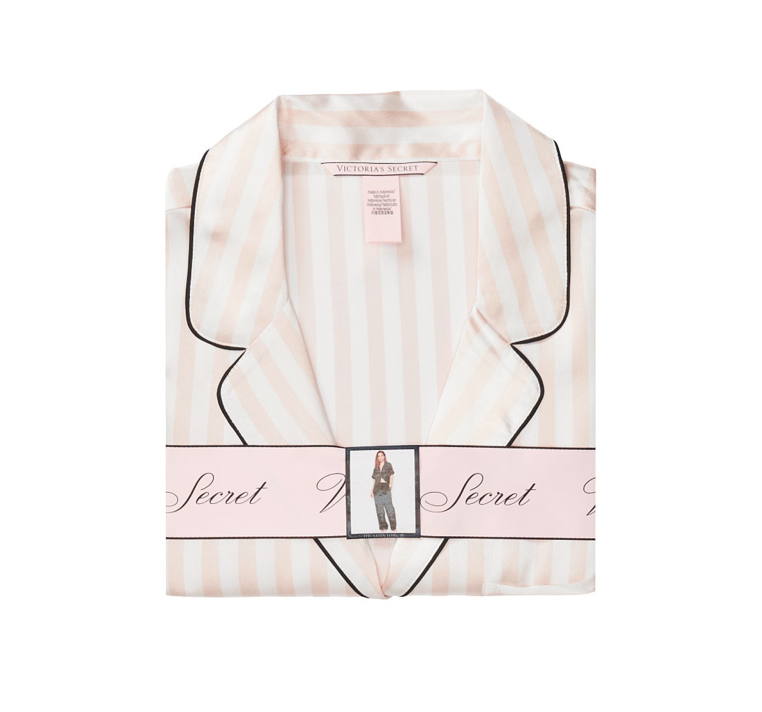 Сатинова піжама VS Satin Short-sleeve Pink Stripes