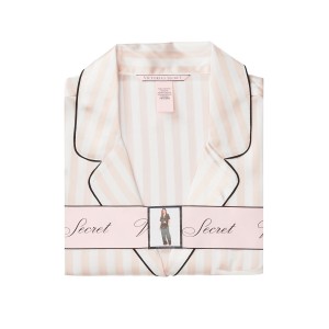 Сатинова піжама VS Satin Short-sleeve Pink Stripes