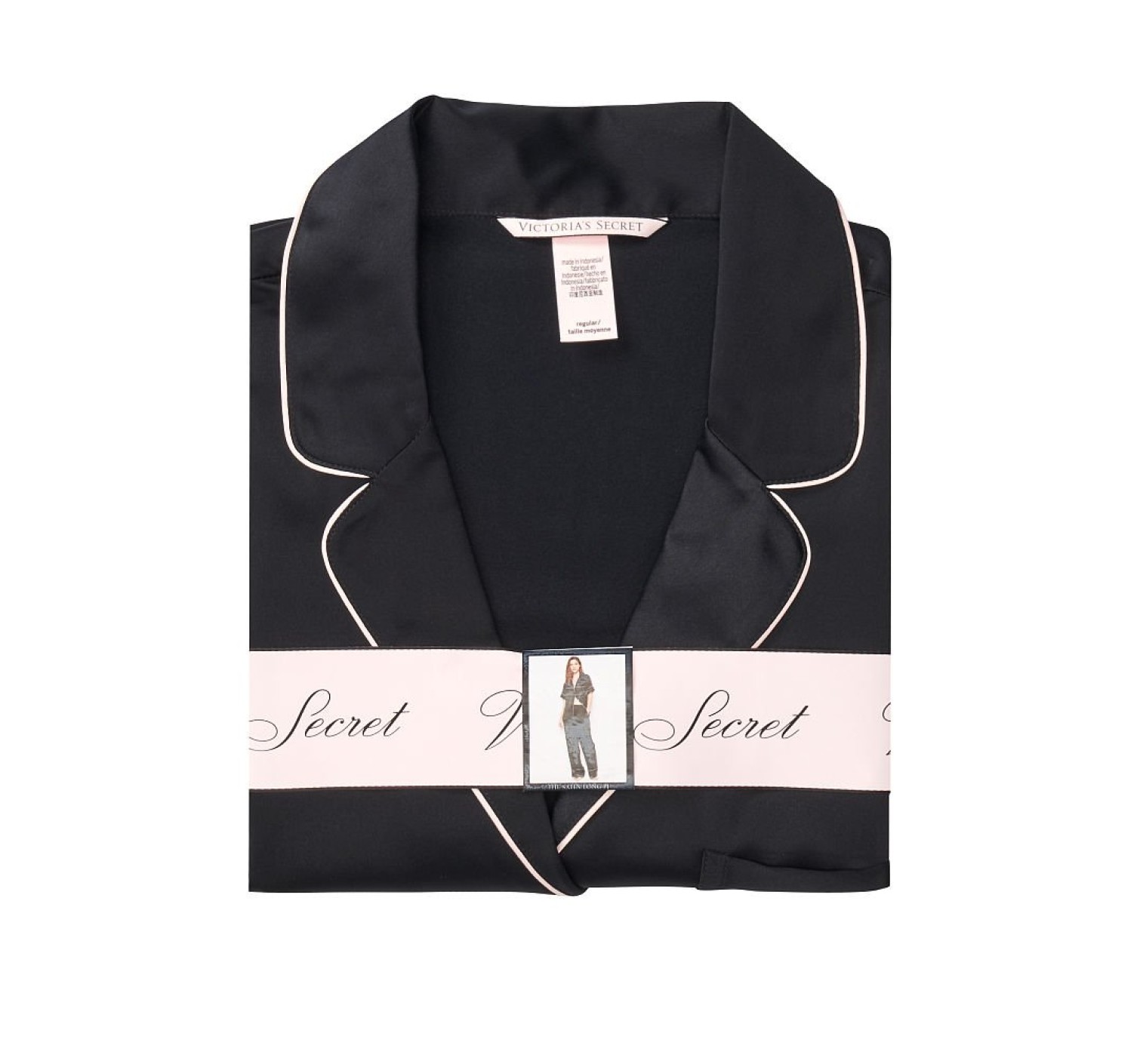 Сатинова піжама VS Black Satin Short-sleeve PJ Set