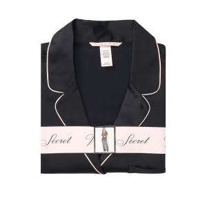 Сатинова піжама VS Black Satin Short-sleeve PJ Set