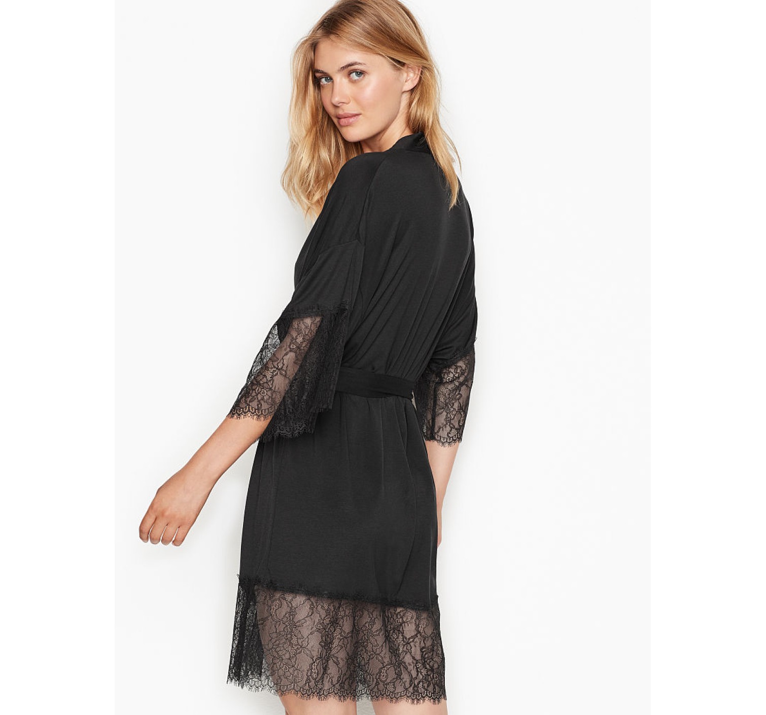 Халат Victoria’s Secret Super soft Black Lace Trim Kimono