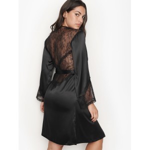 Халат Victoria’s Secret Satin Black Lace