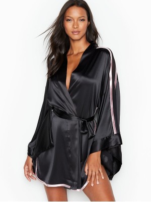 Халат Victoria’s Secret Satin Black & Pink