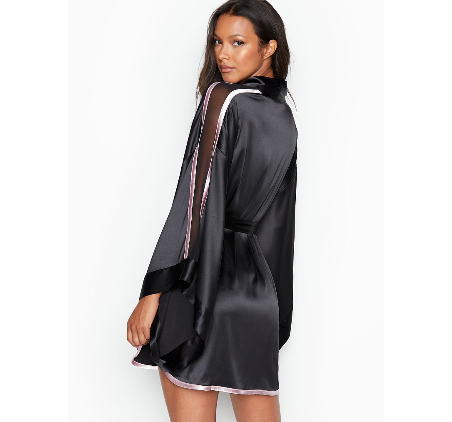 Халат Victoria’s Secret Satin Black & Pink