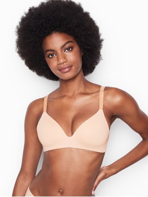 Бюстгальтер Victoria's Secret Logo Bra Lightly Lined Wireless Champagne