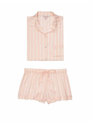 Сатиновая розовая пижама Victoria’s Secret Satin PJ Set Short