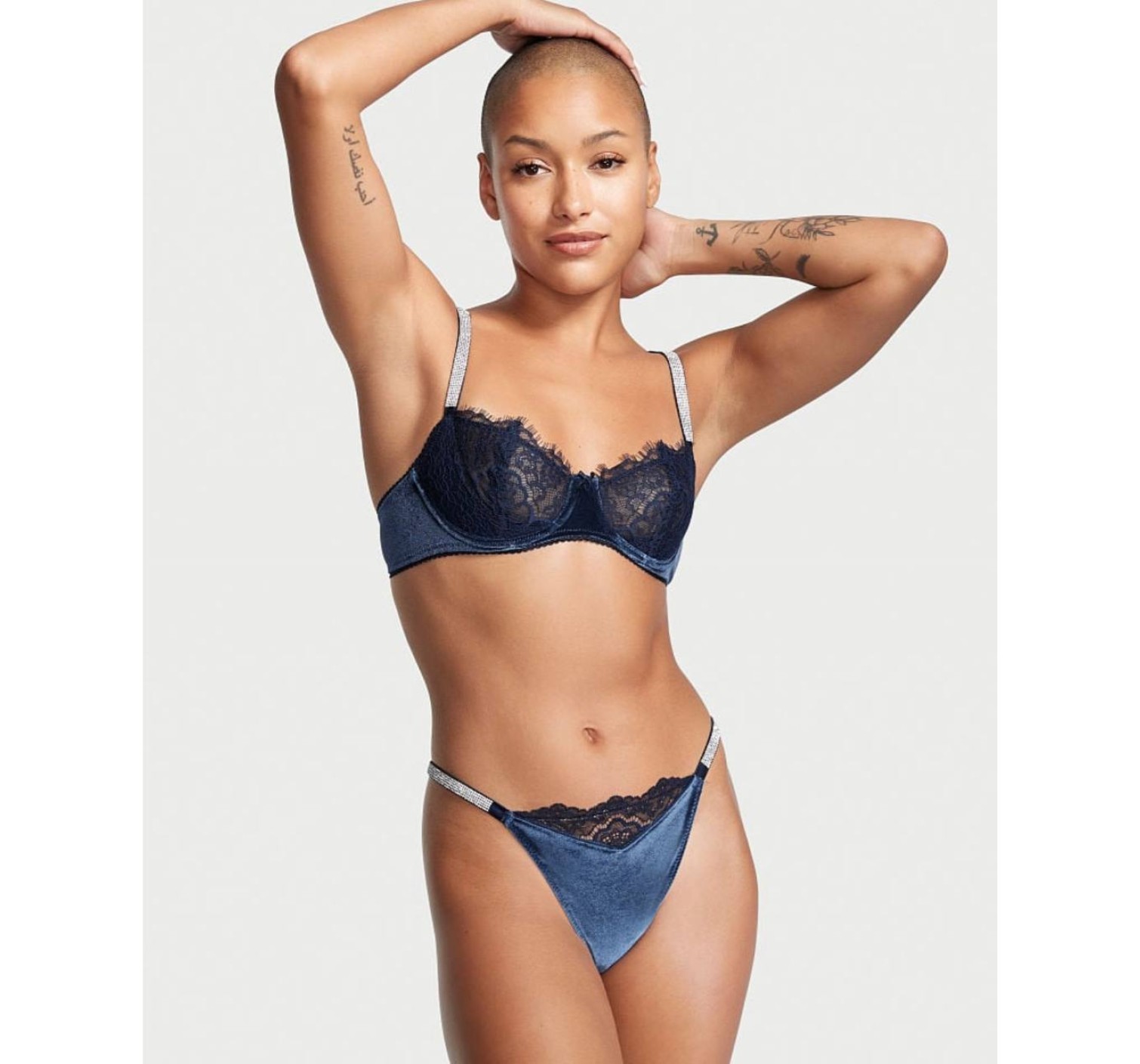 Комплект белья Виктория Сикрет Very Sexy  Velvet Blue Push-up Bra set