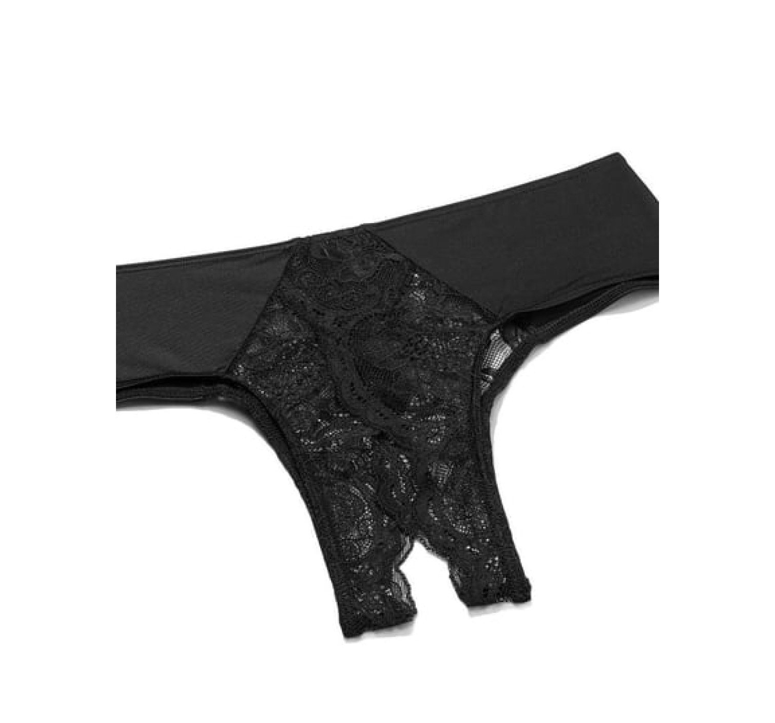 Трусики Lace Ouvert Cheeky Panty Black
