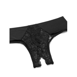Трусики Lace Ouvert Cheeky Panty Black