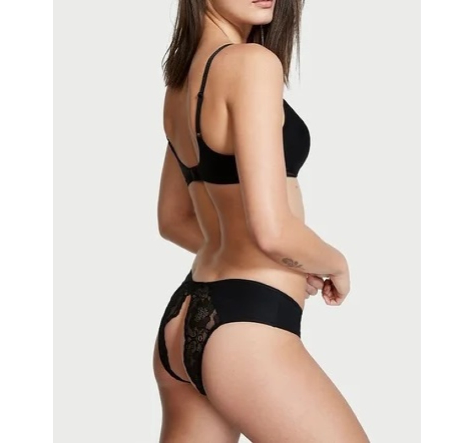 Трусики Lace Ouvert Cheeky Panty Black