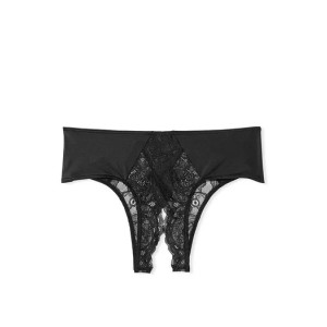Трусики Lace Ouvert Cheeky Panty Black