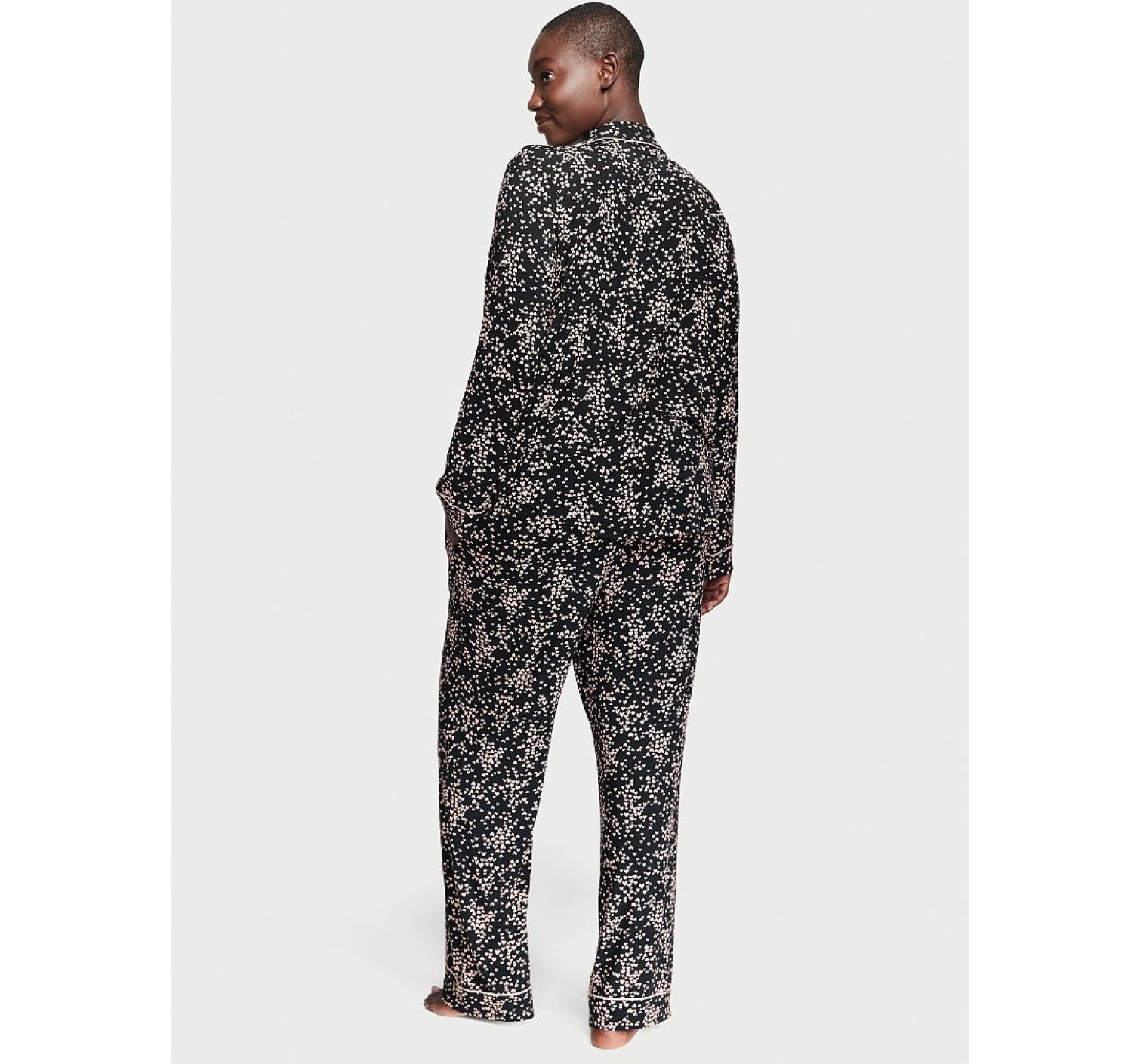 Пижама Modal Long Pj Set Black Pinky mini hearts