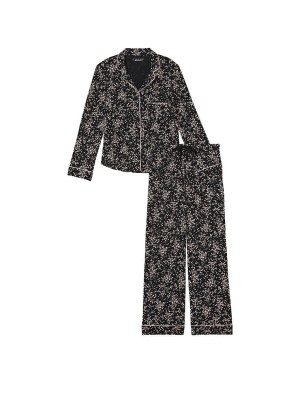 Пижама Modal Long Pj Set Black Pinky mini hearts