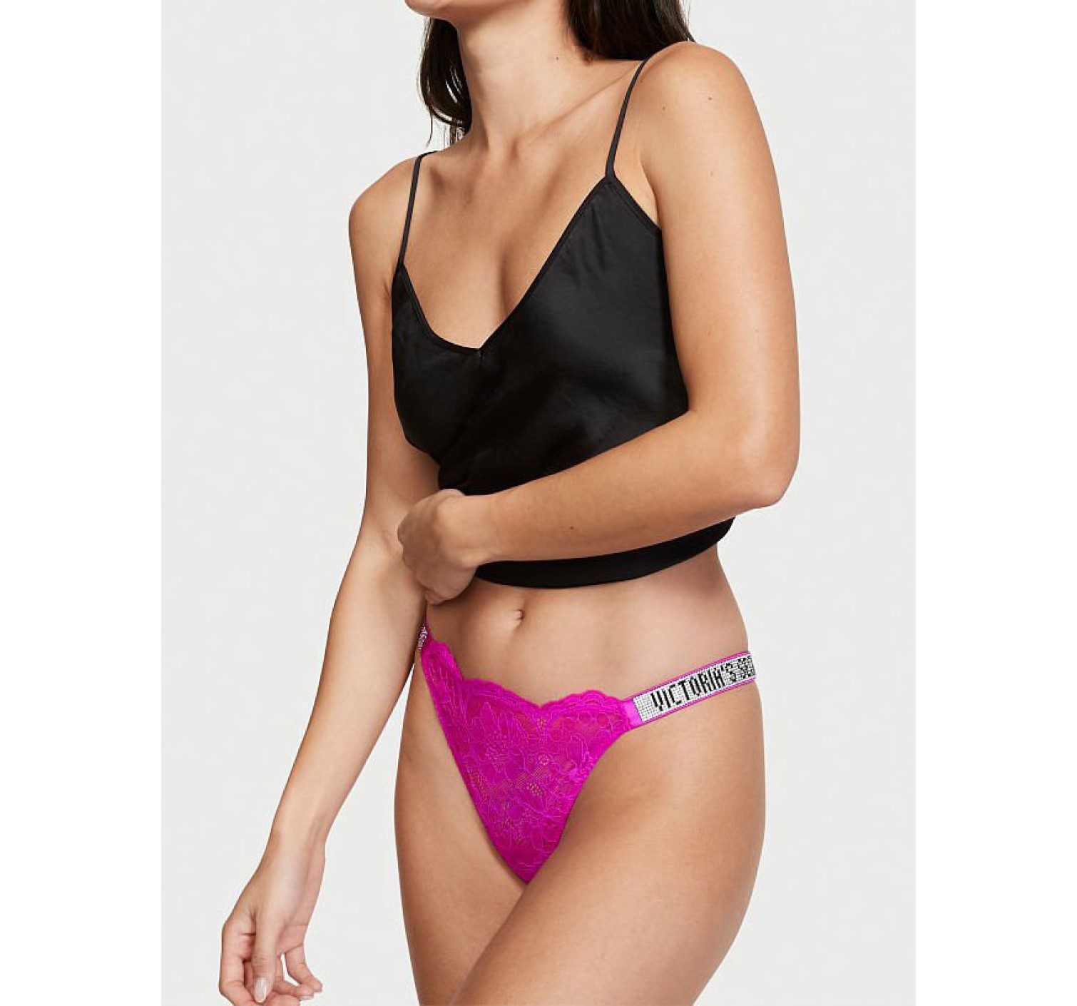 Трусики стринги Fuchsia Lace Shine Strap hong panty