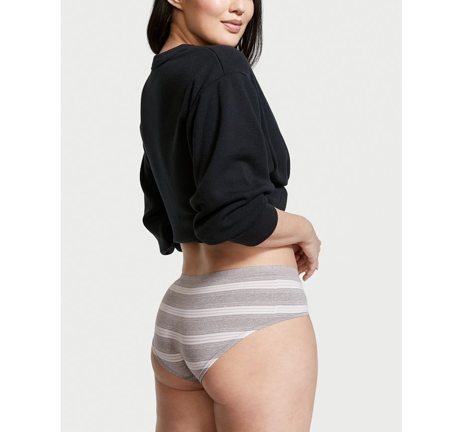 Трусики Seamless Sheer Grey Stripe Heather Hiphugger Panty