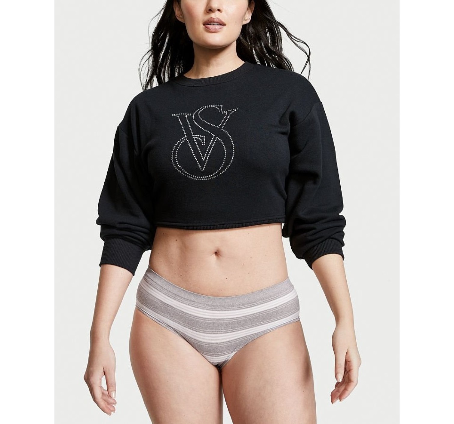 Трусики Seamless Sheer Grey Stripe Heather Hiphugger Panty