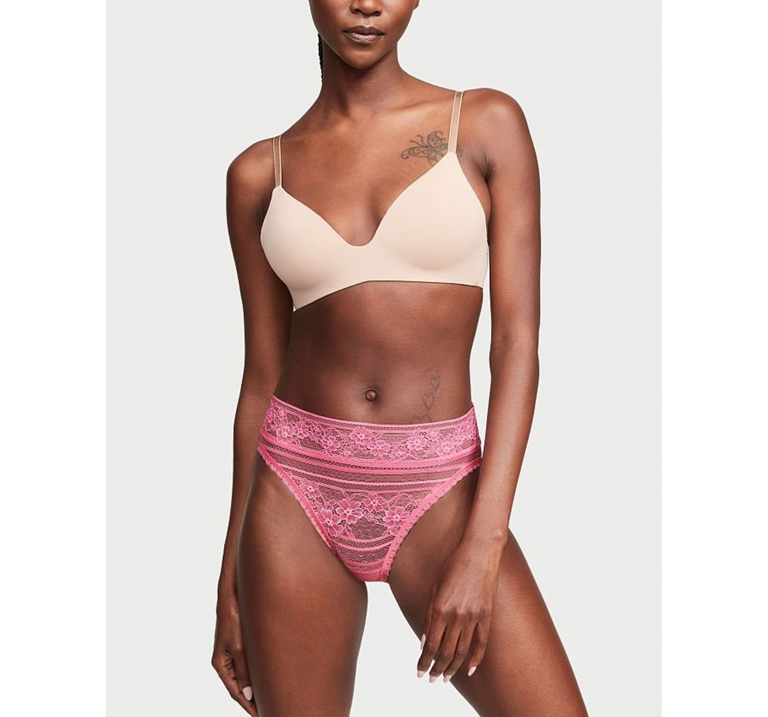 Трусики The Lacie Pink Floral Stripe High Leg Panty