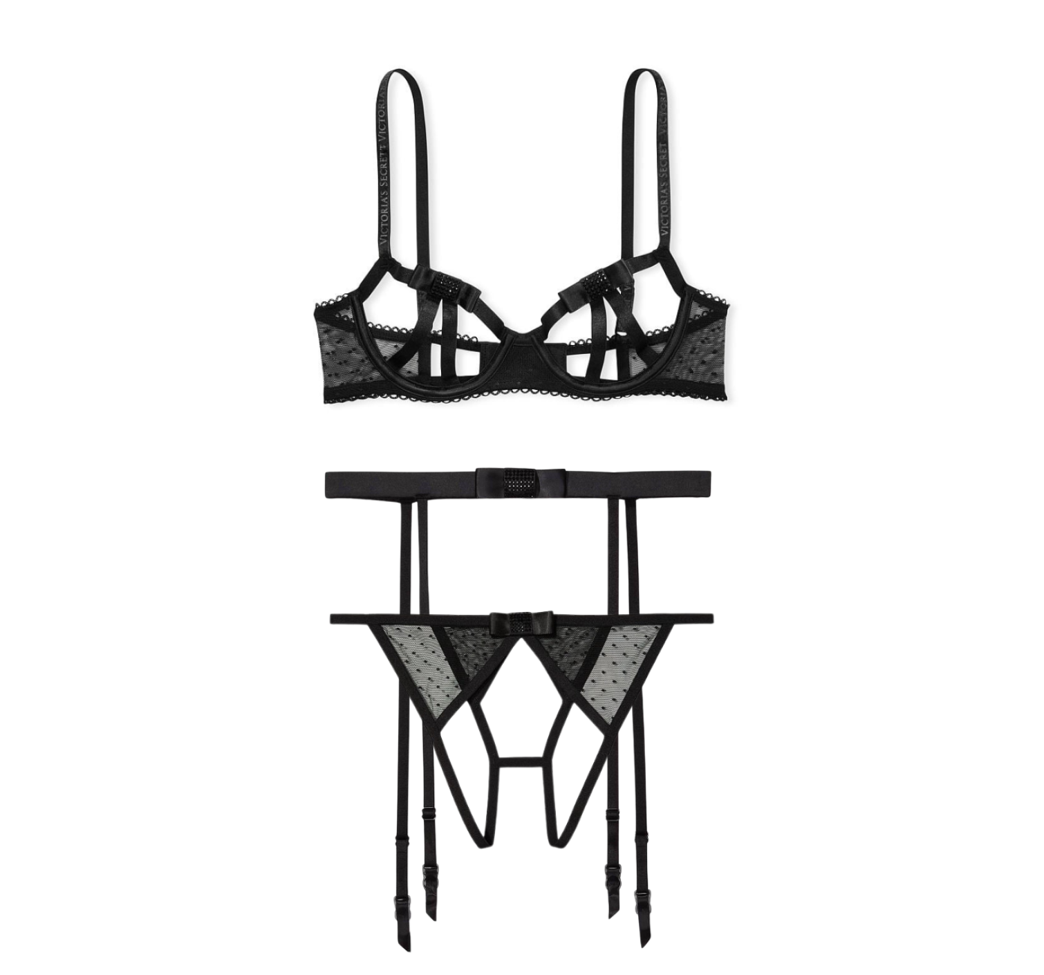 Комплект Very Sexy Open Cup Demi Bow Unlined Balconet Black Set