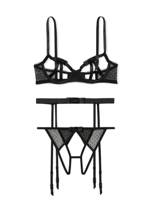 Комплект Very Sexy Open Cup Demi Bow Unlined Balconet Black Set